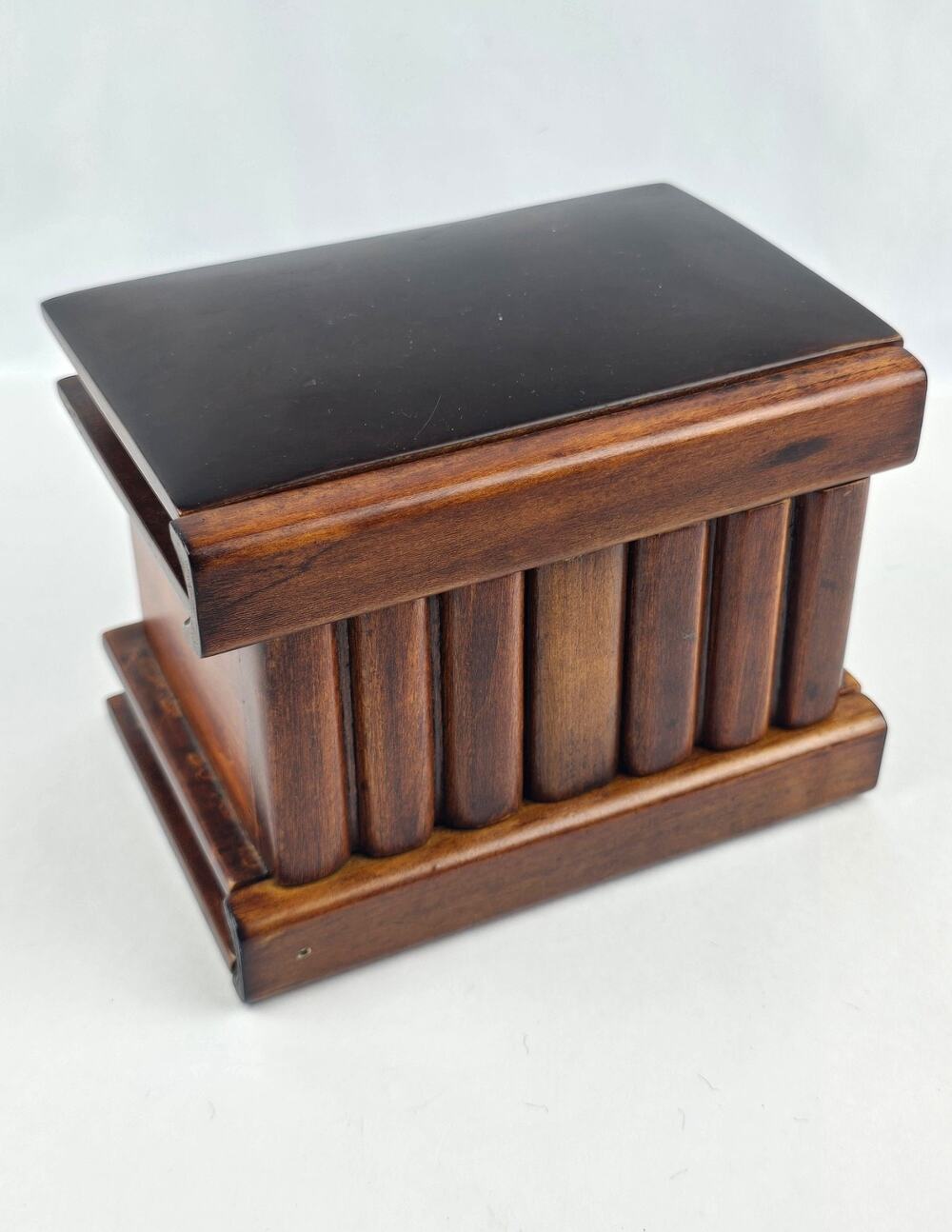 Vintage Handmade Wooden Puzzle Box Hidden Compartment w/ small treasure inside